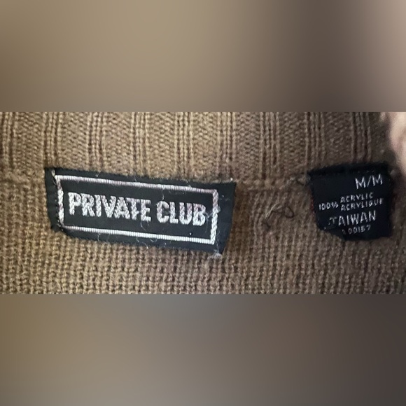Vintage Men Private Club  Sweater Full Zip Awesome Pattern Brown Size : Medium - Picture 10 of 10